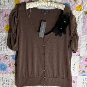 Love Delirious Brown Women's stretch knit Top 2X